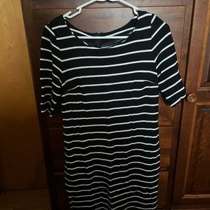 banana republic striped mid dress.